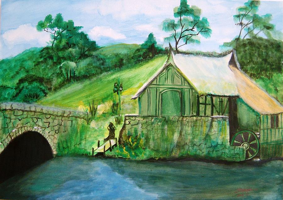 Green Cottage Painting by Manjiri Kanvinde