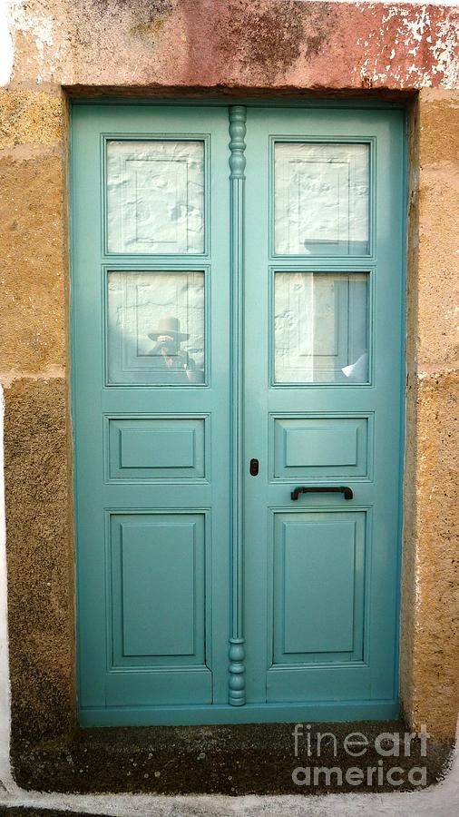 Greek Photograph - Green Door of Greece by Therese Alcorn