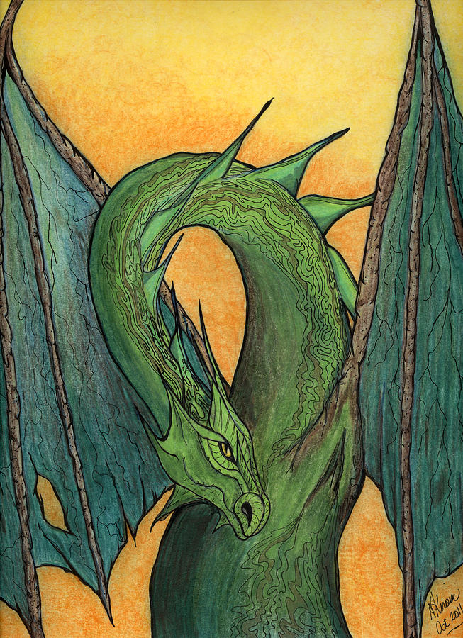 Green Dragon Mixed Media by N Kirouac - Fine Art America