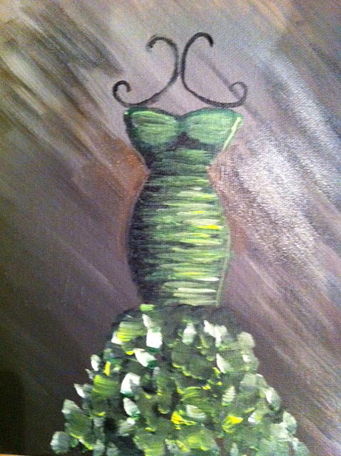 Green Evening Gown Painting Drawing by Rebecca or Becky Williams - Fine ...