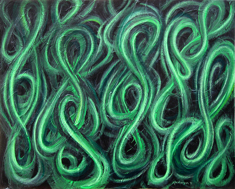 Green Figure Eight Study Number One Painting by Michael Morgan