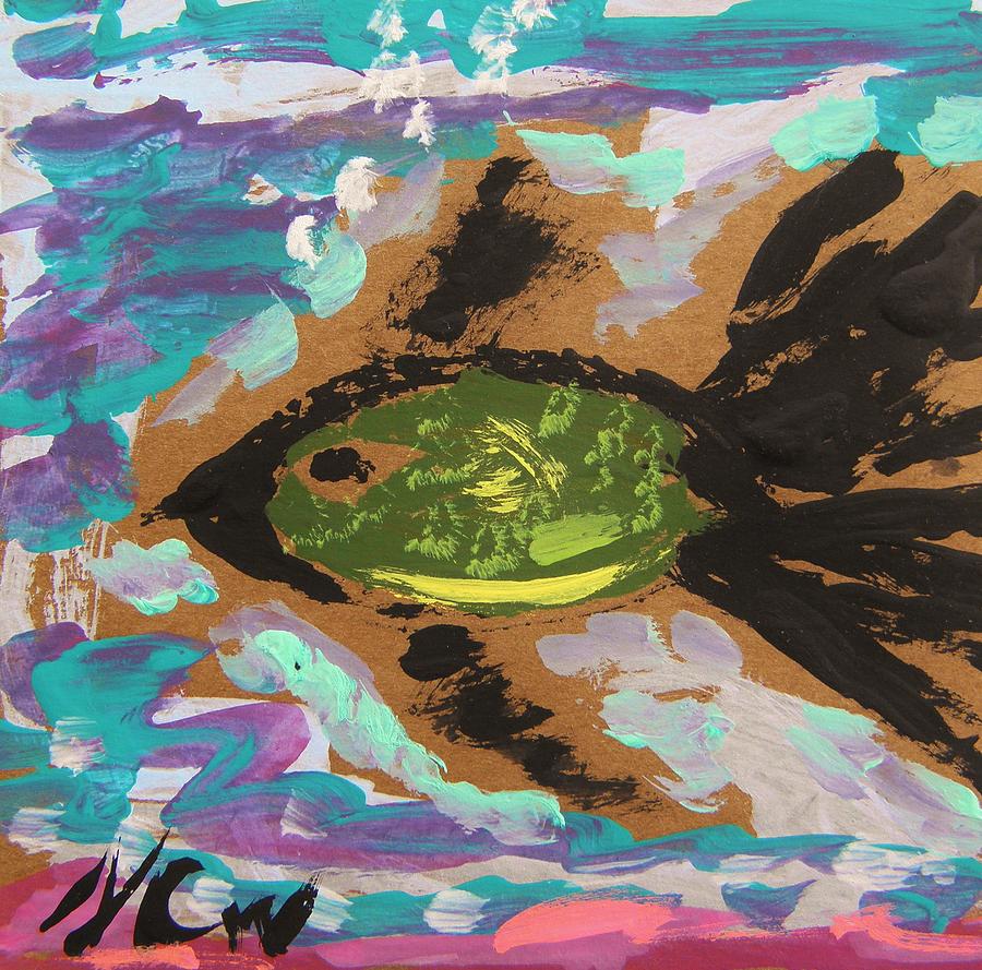 Green Fish Over Pink Sand Painting by Mary Carol Williams