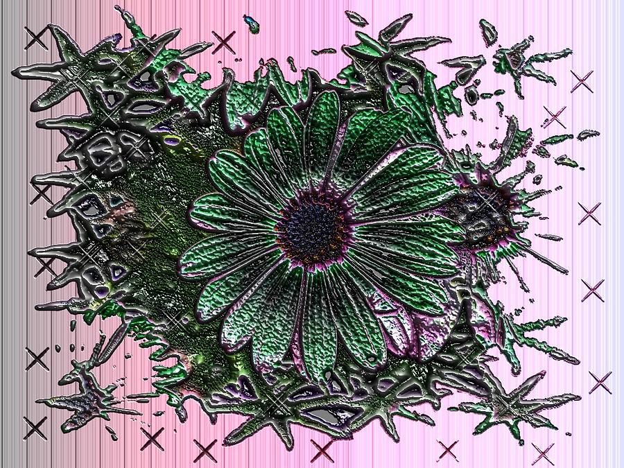 Green Flower Digital Art - Green Flower by Tinatin Dalakishvili