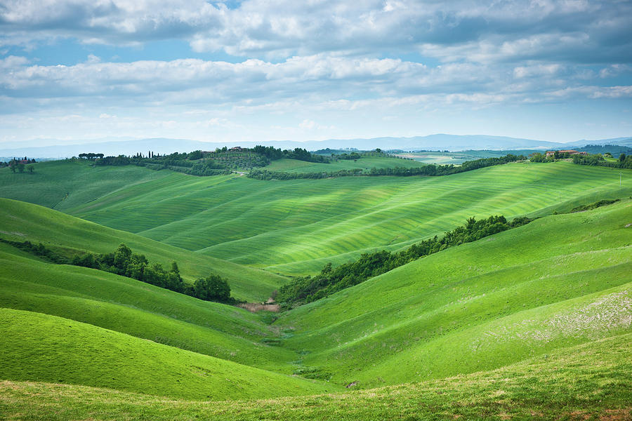 Green Hills With Cloudy Sky Photograph