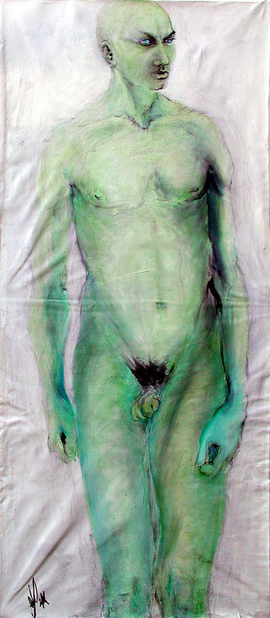 Nude Painting - Green Man by Elizabeth Parashis