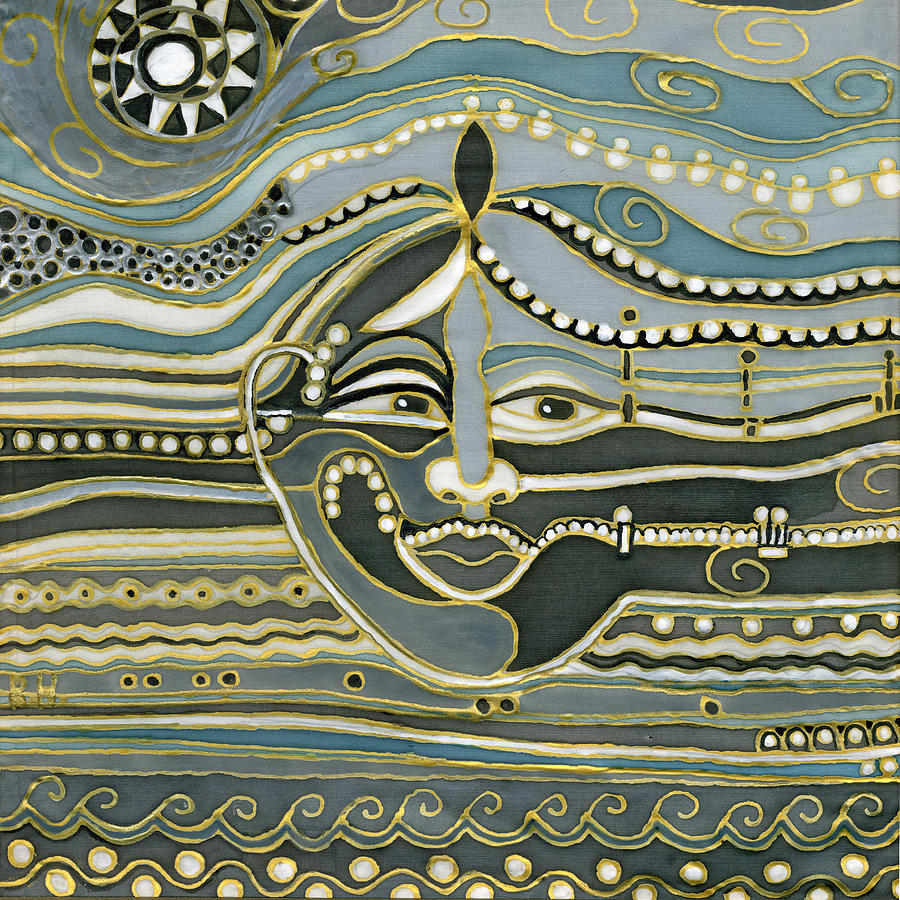 Green Maya Painting by Rachel Hershkovitz