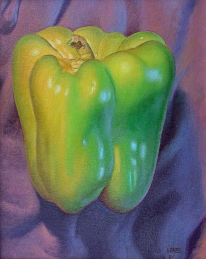 Green Pepper Painting by Hans Droog