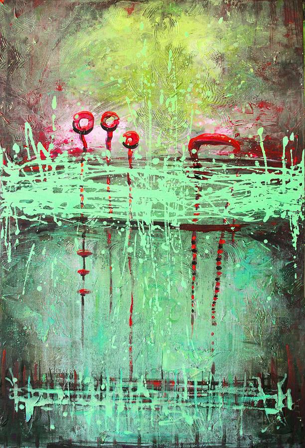 Green Splashes Painting by Lolita Bronzini