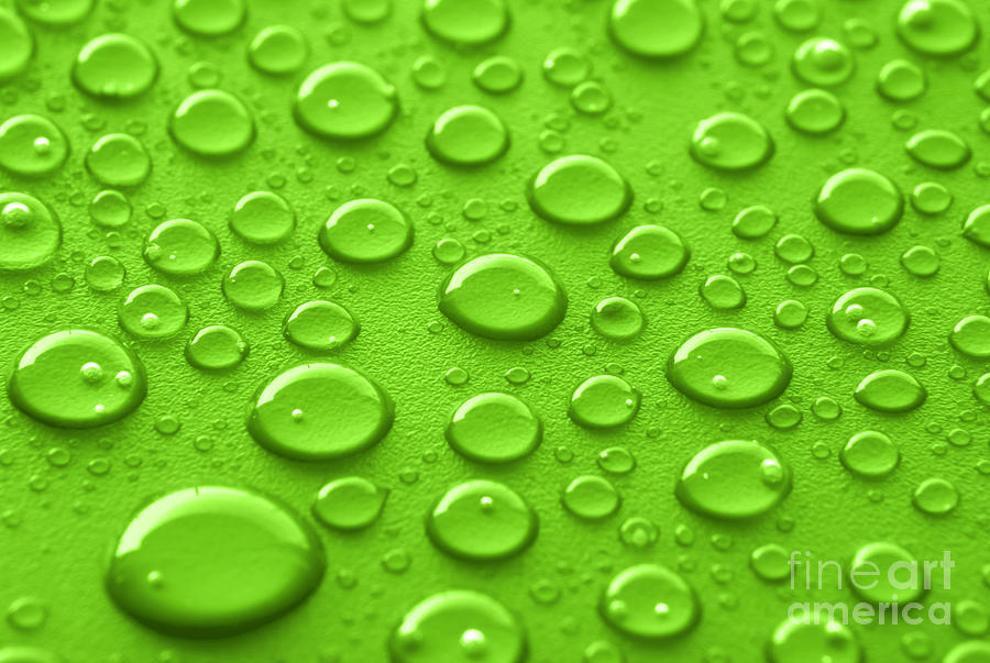 Abstract Photograph - Green water drops by Blink Images