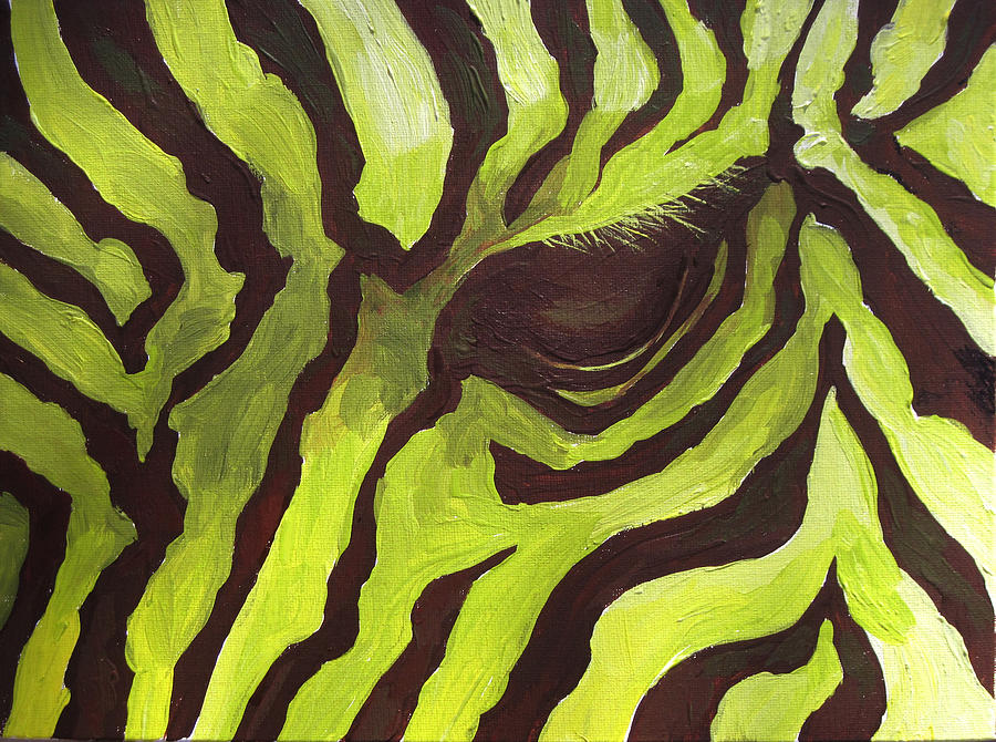 Zebra Painting - Green Zebra by Sandy Tracey