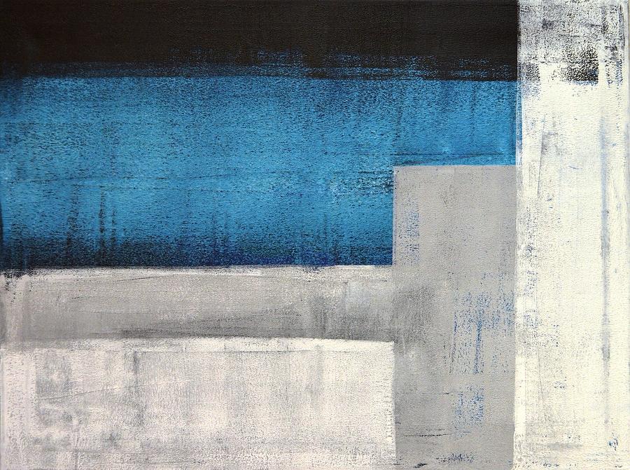 Straight Forward Teal and Grey Abstract Art Painting Painting by