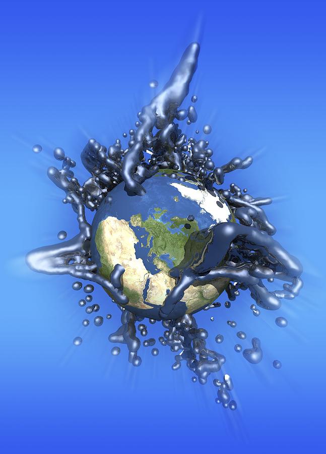 Grey Goo Engulfing Earth, Artwork Digital Art by Victor Habbick Visions
