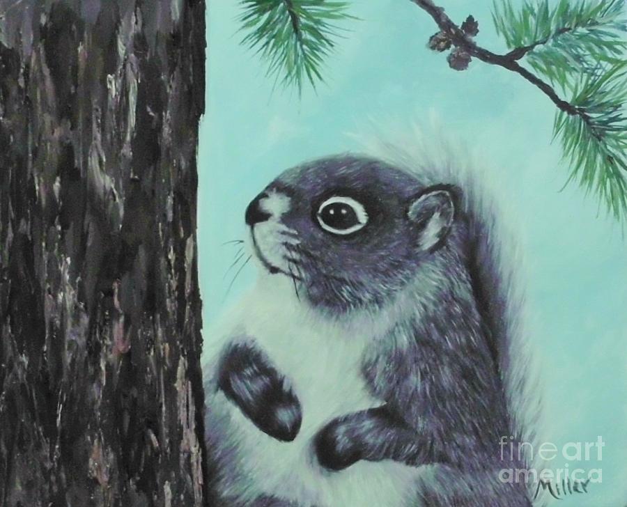 Grey Squirrel Painting by Peggy Miller