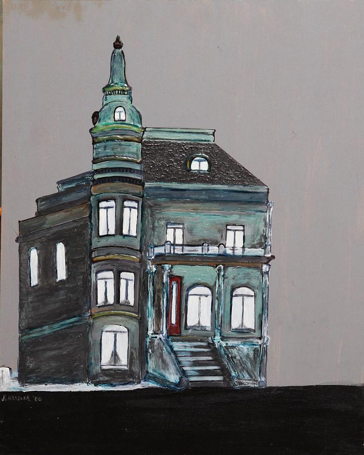 Grey Victorian Mansion-Montreal Painting by Robert Handler