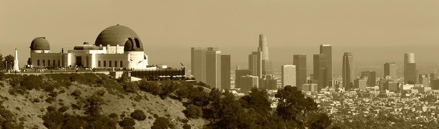 Tree Photograph - Griffith and Los Angeles Sepia by Ricky Barnard