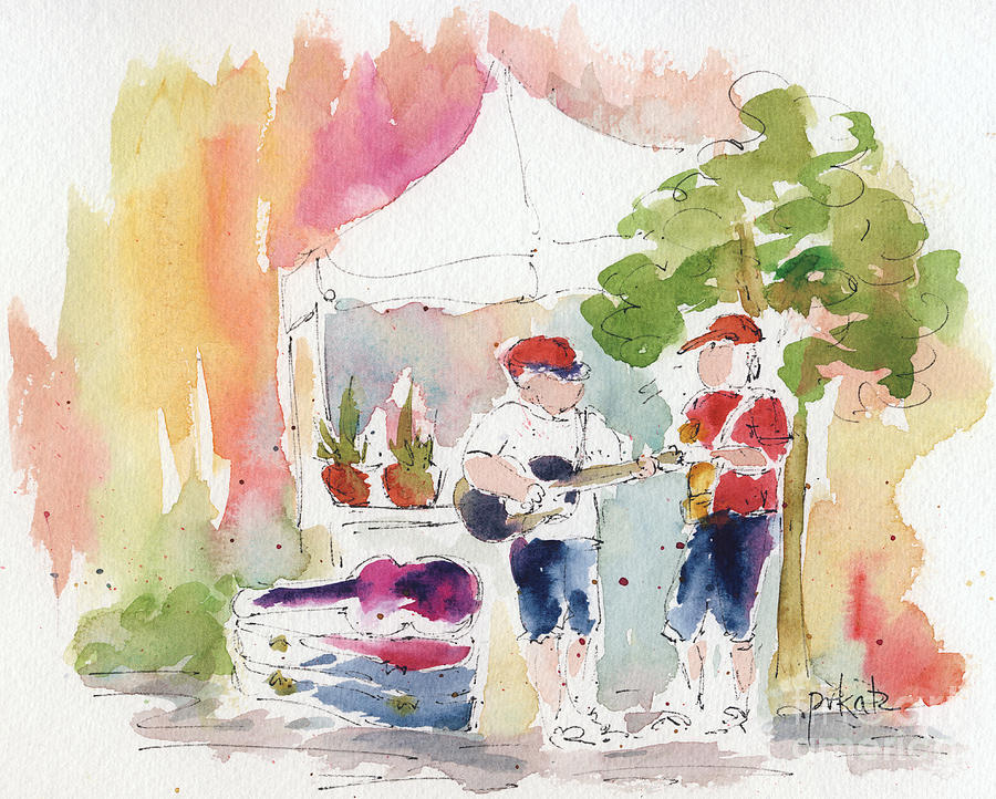 Groovin At The Market Painting by Pat Katz