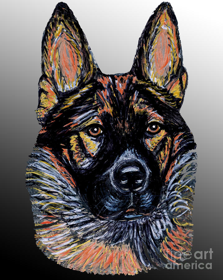 GSD Portrait on Silver Painting by Ania M Milo