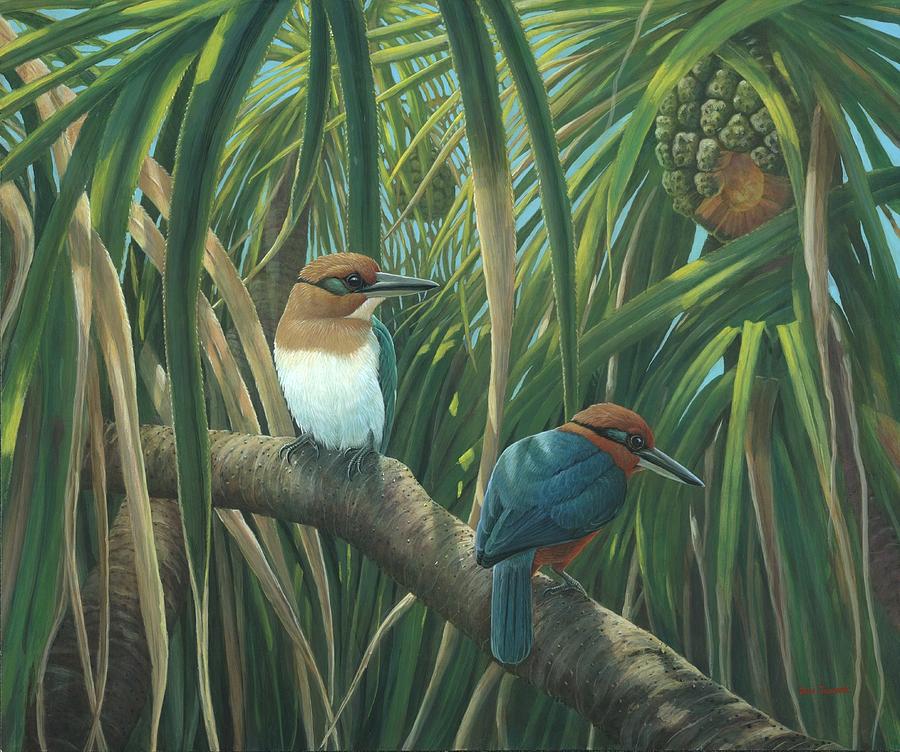 Guam Micronesian Kingfishers Painting by Jon Janosik