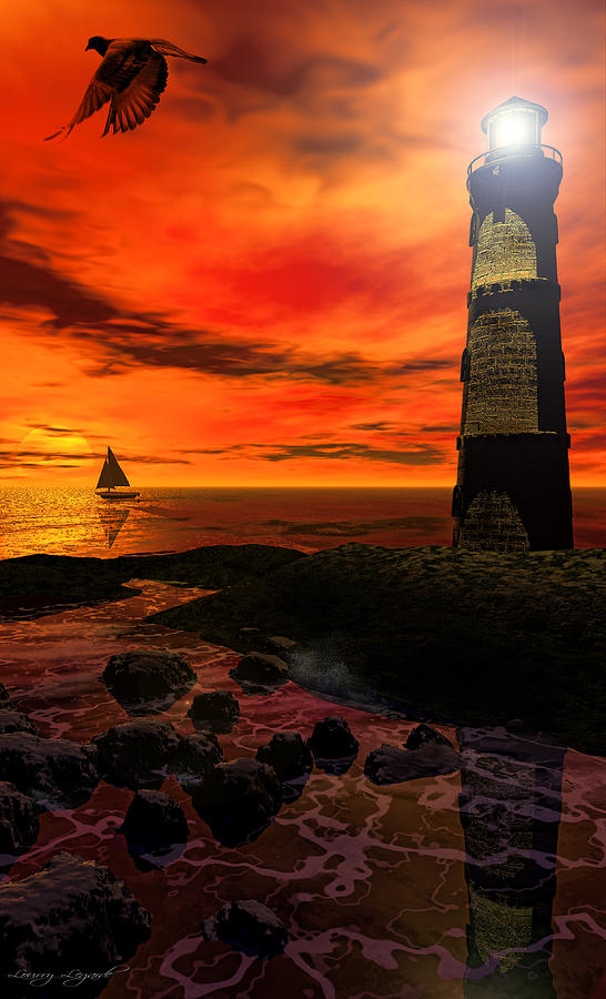 Boat Photograph - Guiding Light - Lighthouse Art by Lourry Legarde