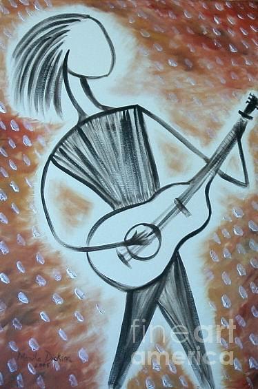 Guitar Man Painting by Monika Shepherdson