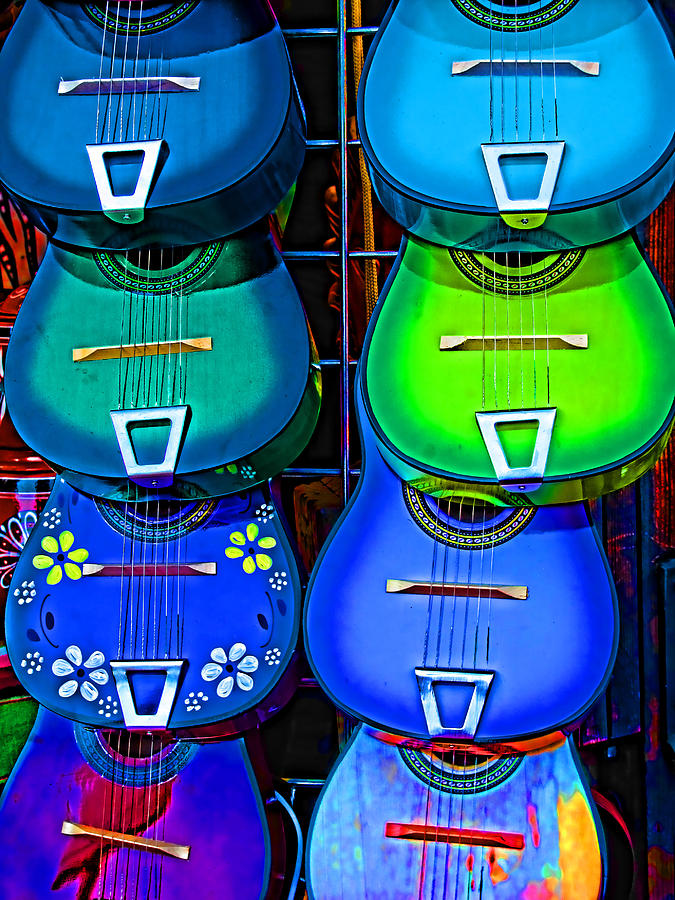 Guitars - Olvera Street Los Angeles  Photograph by Helaine Cummins