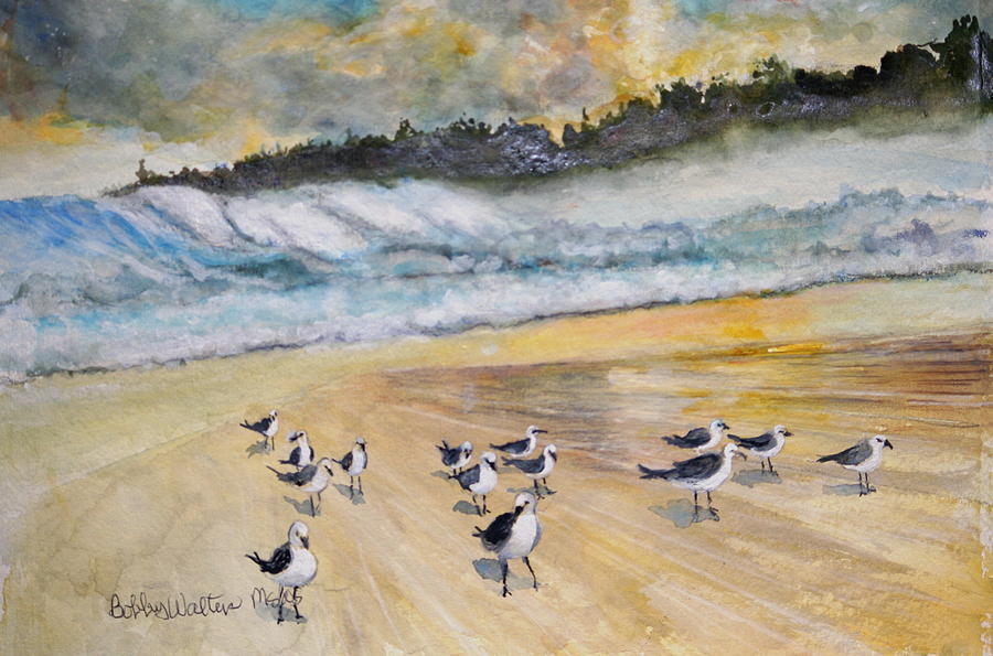 Gulls At Orange Beach Painting by Bobby Walters