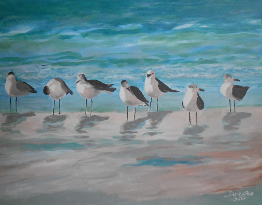 Gulls On Beach Painting by Daniel Gale