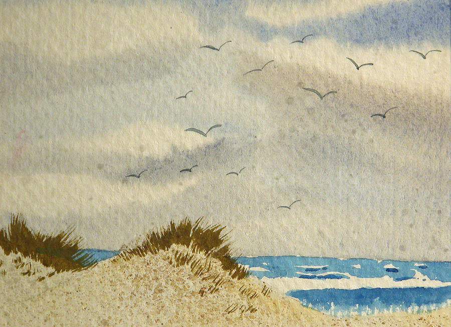 Beach Painting - Gulls Over Tybee Island by Rhodes Rumsey