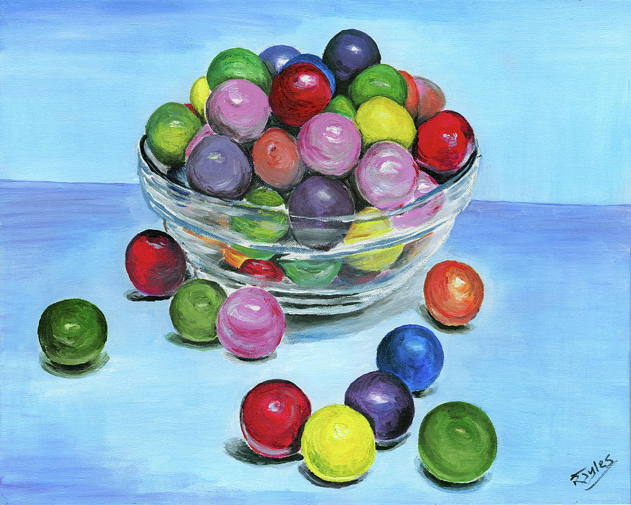 Gumballs Painting by Richard Jules