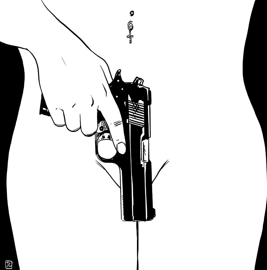 Gun Drawing - Gun number 4 by Giuseppe Cristiano