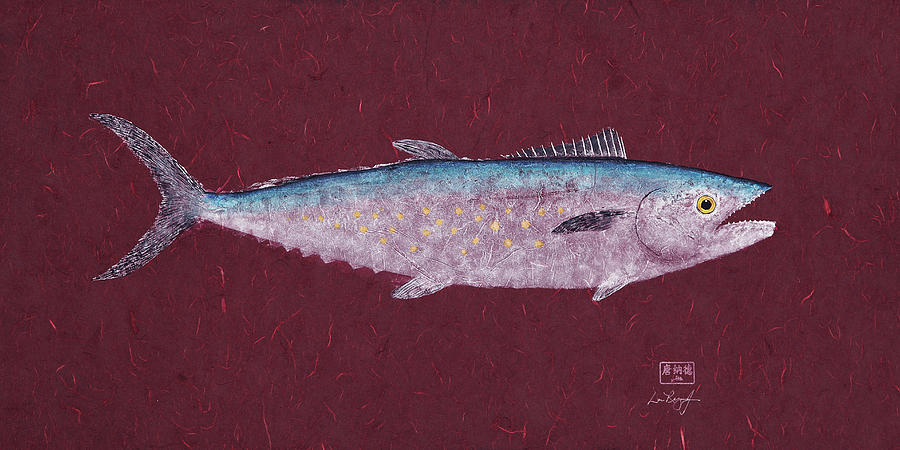 Fish Photograph - Gyotaku FIsh Print on Red by Don Regar