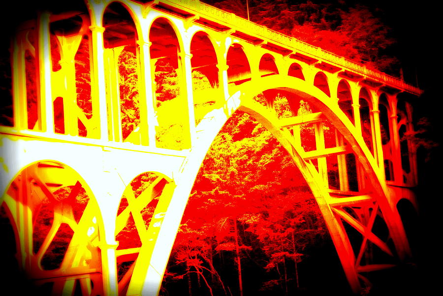 Bridge Photograph - Haceta Head Bridge in Abstract by Kathy Sampson