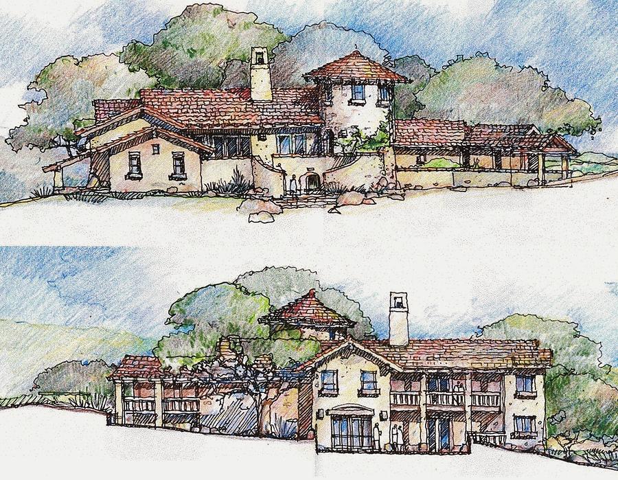 Hacienda Drawing by Andrew Drozdowicz