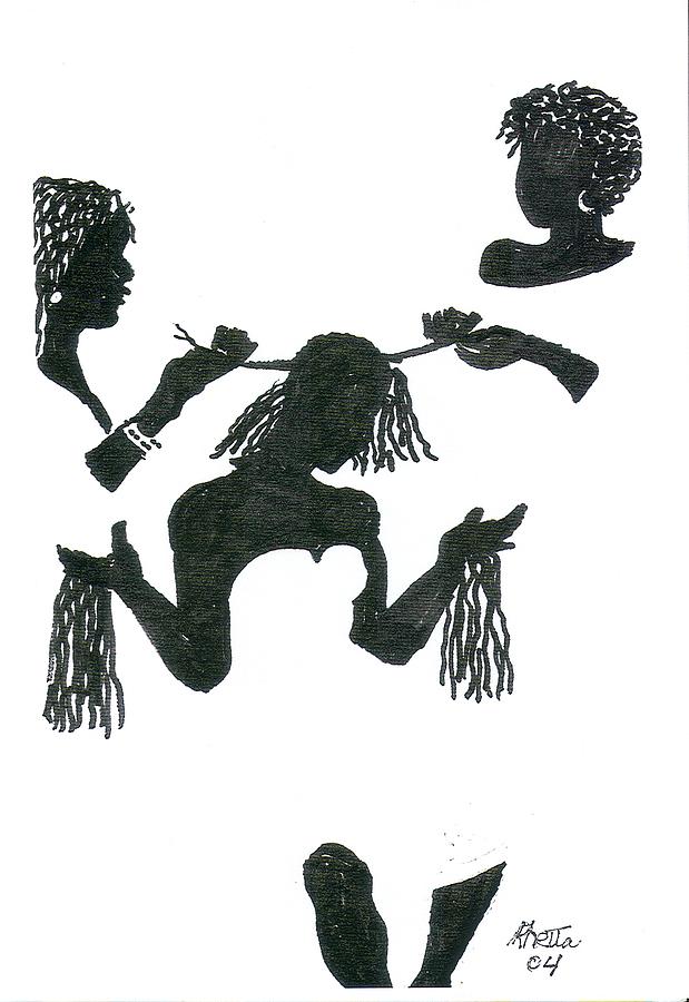 Black And White Drawing - Hair Braiding by Rhetta Hughes