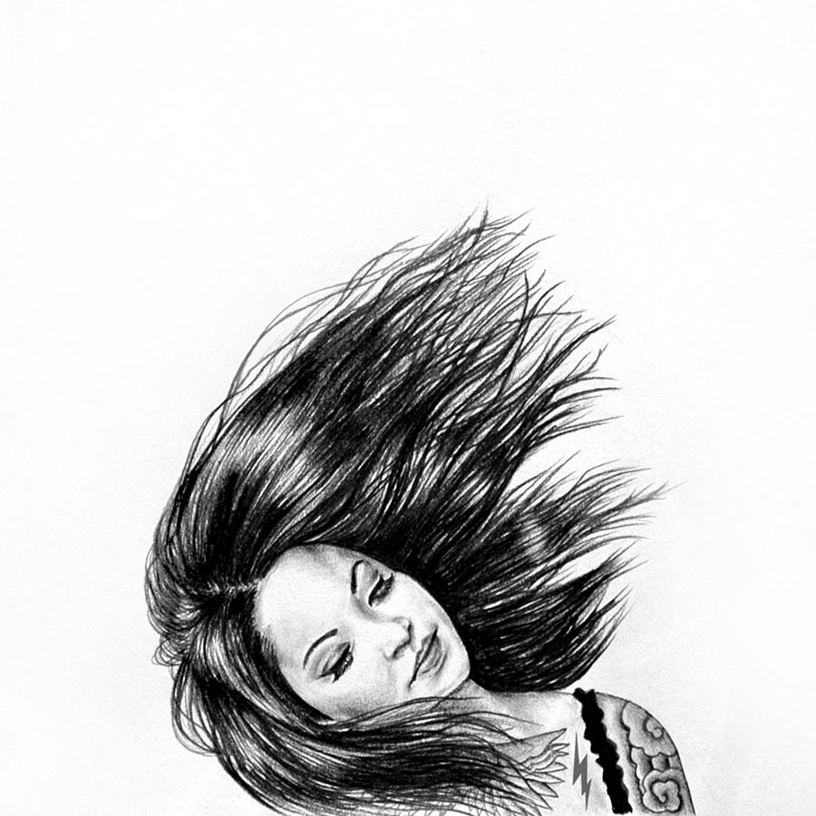 Bolt Drawing - Hair Flip 1 by Elaine Lorey