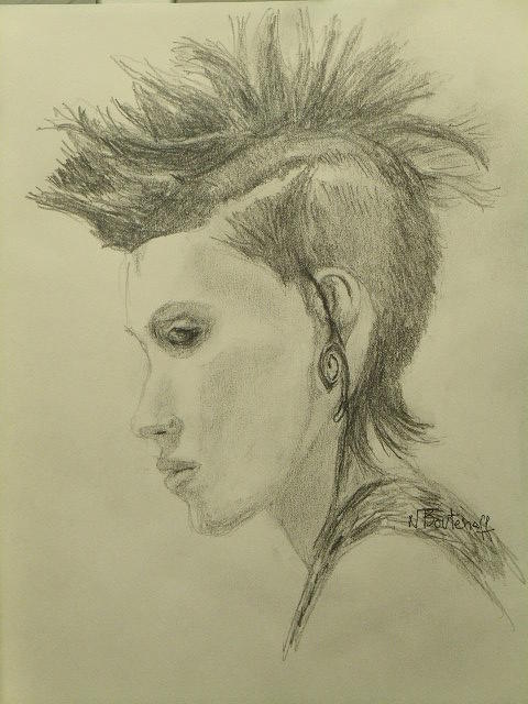 Hair Style Drawing by Nicolas Bouteneff