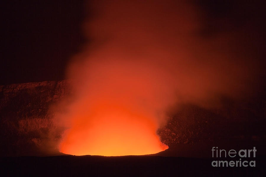 Halemaumau Crater Erupting Photograph by Greg Dimijian