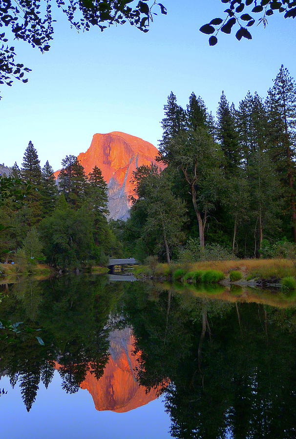 Half Dome at Sunset Reflected in the Merced River Photograph by Jeff Lowe