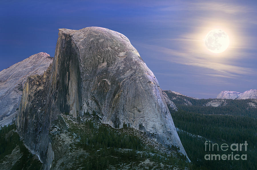 Half Dome Moon Rise Photograph by Jim And Emily Bush