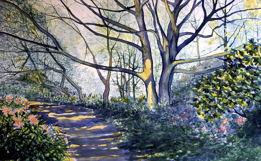 Tree Painting - Halfway there Danes Dyke by Glenn Marshall