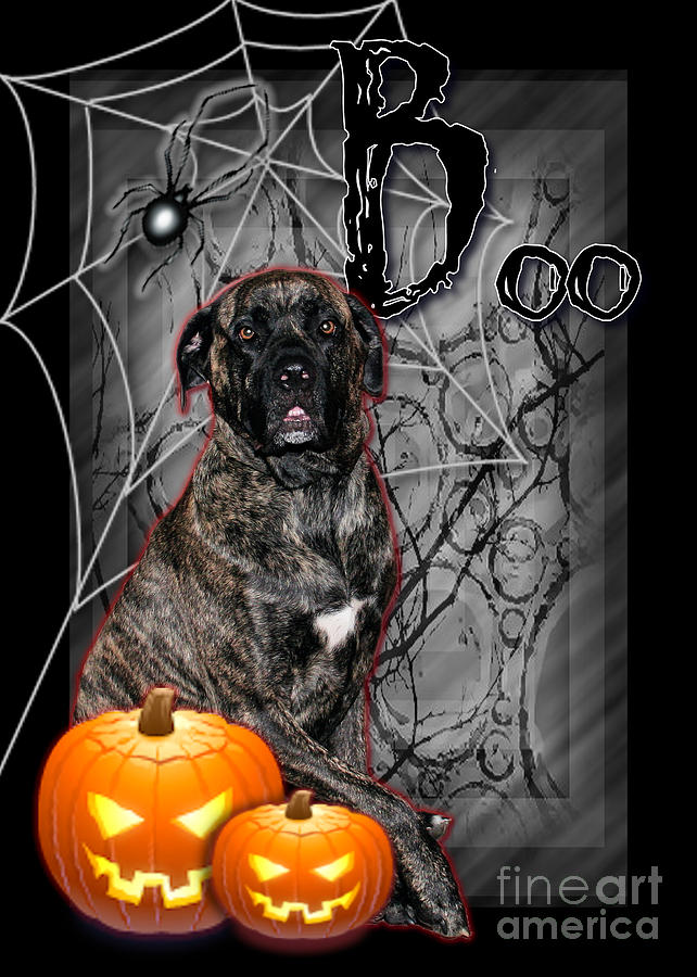 Mastiff Digital Art - Halloween - Spooky Night - Mastiff by Renae Crevalle