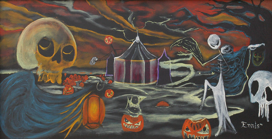Halloween Circus Painting by Christophe Ennis