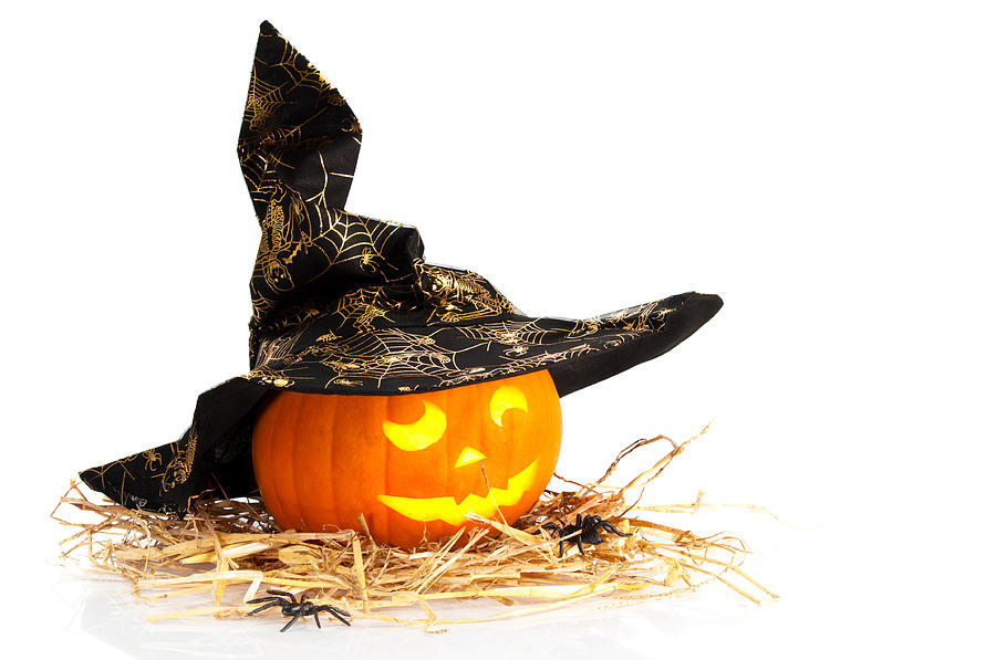 Halloween Photograph - Halloween Pumpkin With Witches Hat by Amanda Elwell