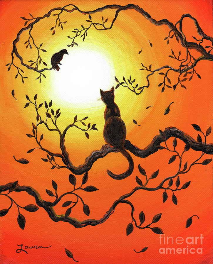 Halloween Sunset Painting by Laura Iverson