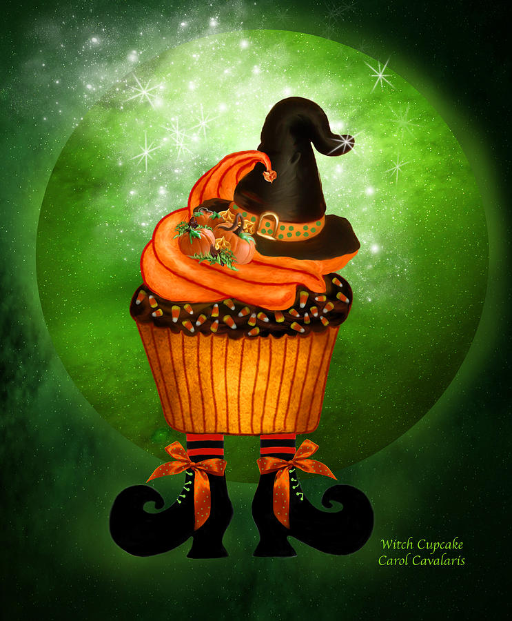 Halloween - Witch Cupcake Mixed Media by Carol Cavalaris