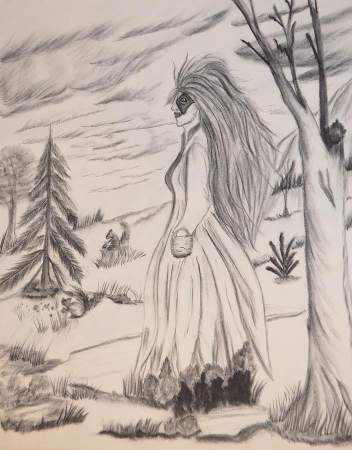 Halloween Drawing - Halloween Witch Walk by Maria Urso
