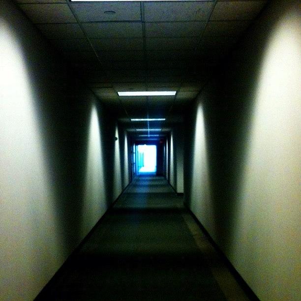 Blue Photograph - #hallway #blue #lights #hall #office by Amanda Max