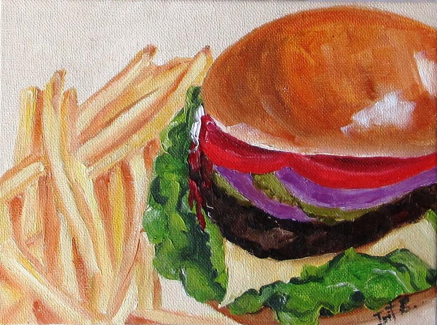 Hamburger And Fries Painting by Irit Bourla