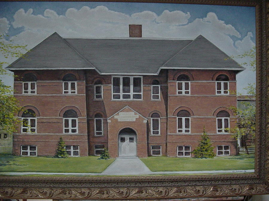 Hamler Ohio School Marion Old School Painting by Bruce Stowe