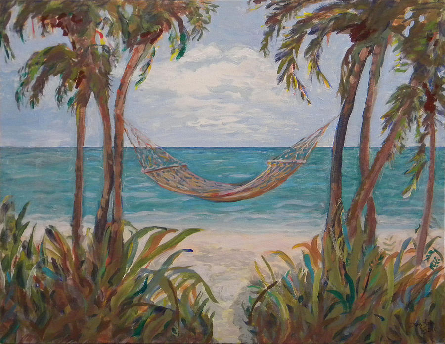 Hammock In Palms Painting by Daniel Gale